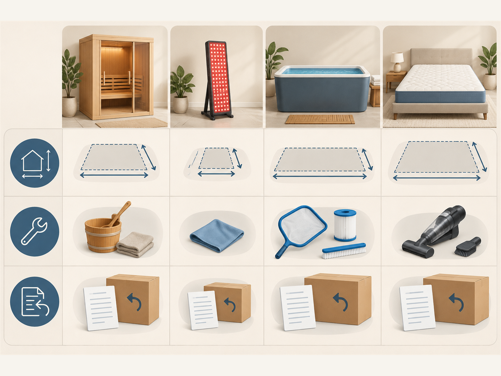 Illustrated questions for home wellness shopping