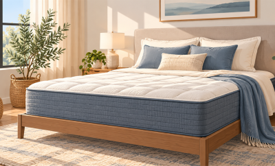 Generic unbranded mattress in a calm bedroom
