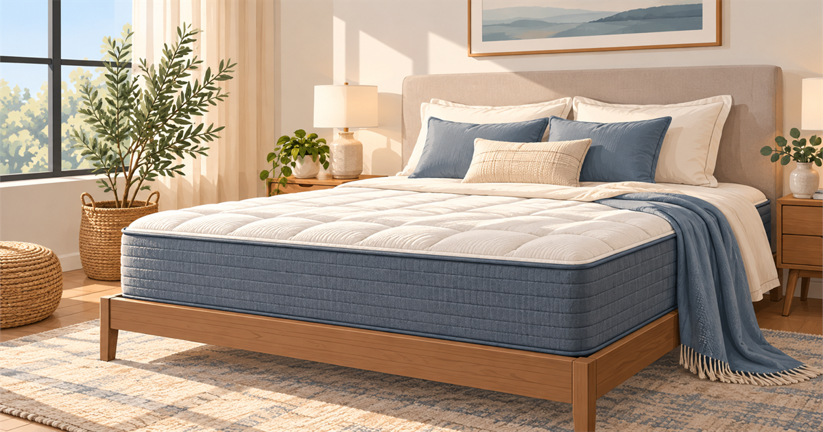 A calm bedroom with an unbranded mattress