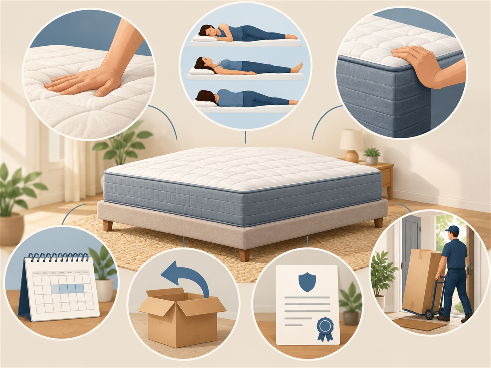 Illustrated mattress shopping checklist